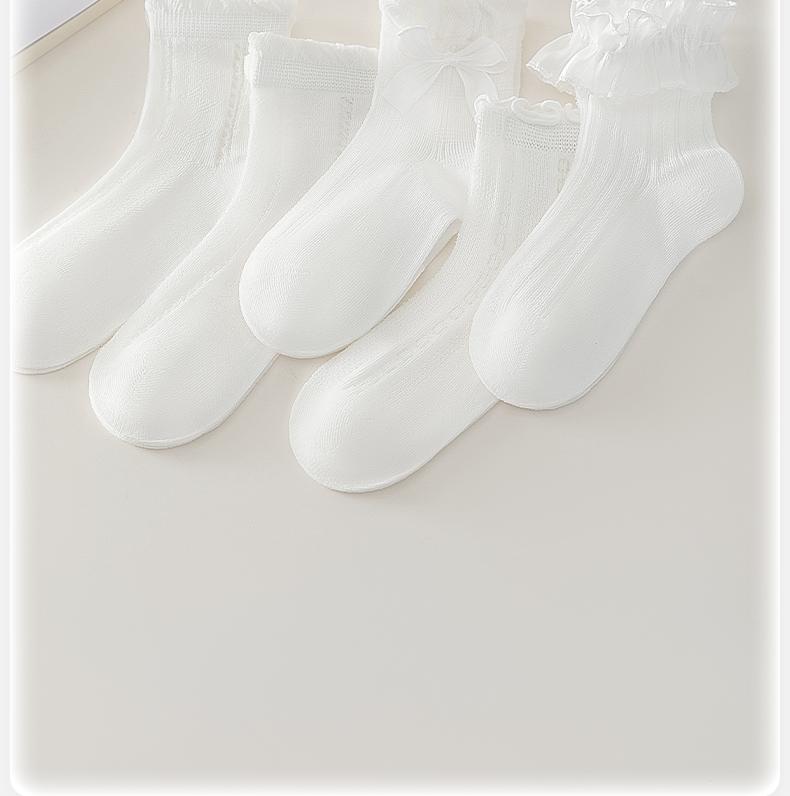 Girls' Socks Spring/Summer Thin Mesh Children's Summer Princess Lace Socks Girls' Big Children's Summer White Middle Socks