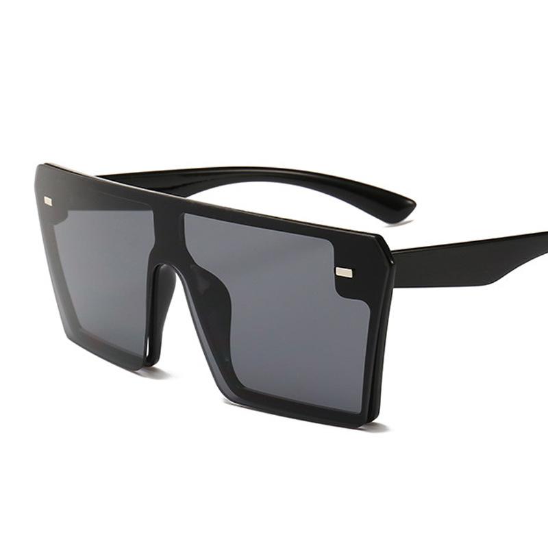 New Style Big Frame Sunglasses Retro Square Personality Conjoined Glasses Blue Bulk Luxury Men and Women Sunglasses