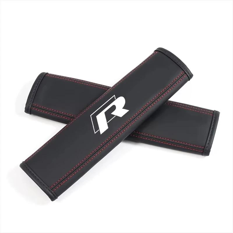 

2026 Hot Sticker 2pcs Car Seat Belt Cover for Volkswagen VW R Rline Jetta Touran Golf MK4 MK5 MK7 Passat Nappa Leather Shoulder