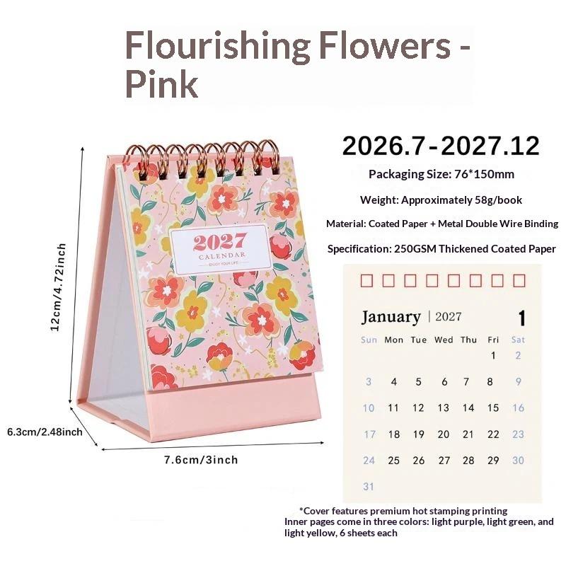 2027 Mini Morandi Color Desk Calendar Compact Size Memo Planner for Home Office Desktop Decoration Daily Reminder