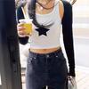 Summer new embroidered star printing round neck sleeveless backless European and American women's I-shaped top vest