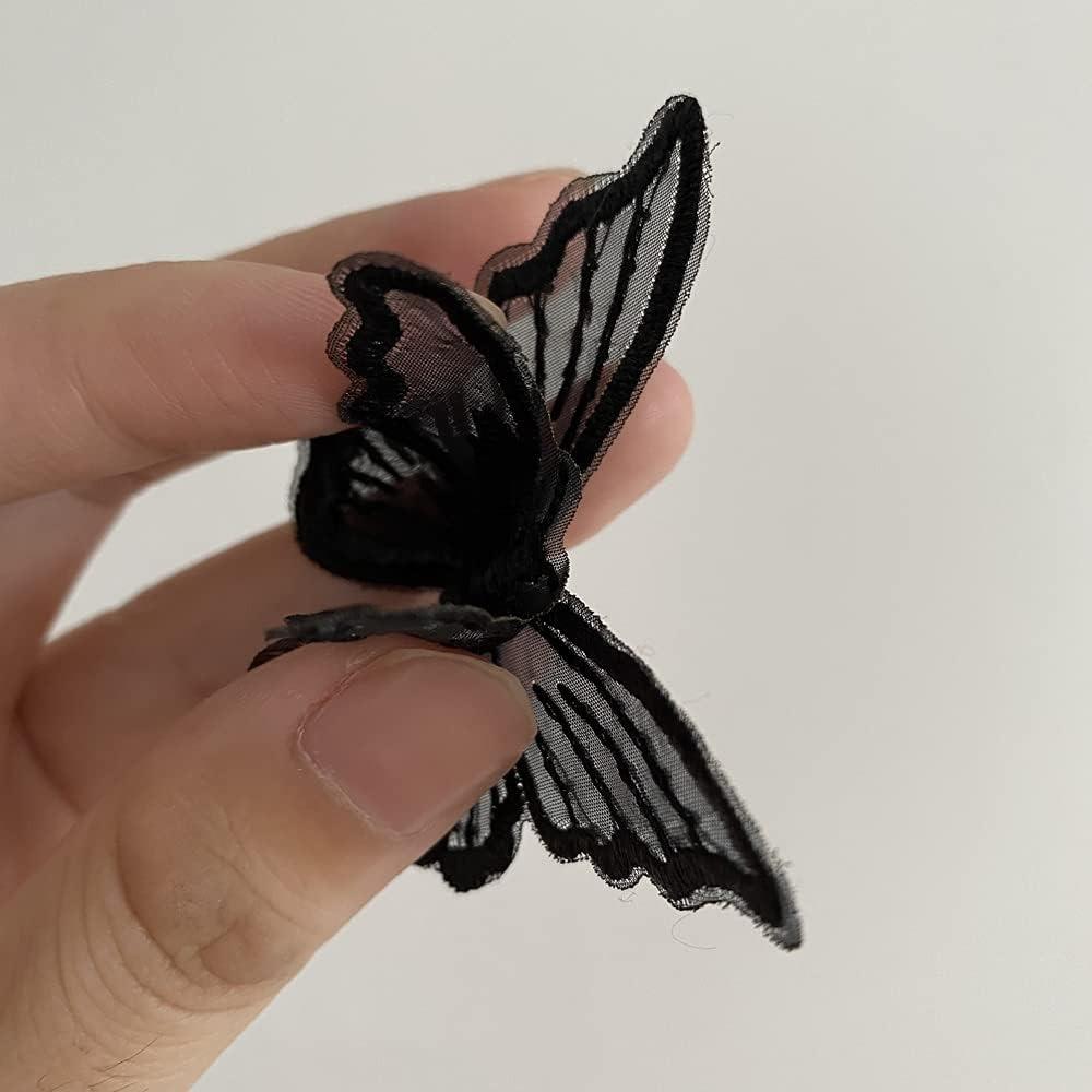 Butterfly Lace Embroidery Patch Black Applique DIY Clothing Butterfly Applique  Sewing Craft