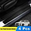 4pcs Car Pedal Scratch Sticker Auto Threshold Strip Protective Film Carbon Fiber Grain Anti-collision Self Adhesive Sticker