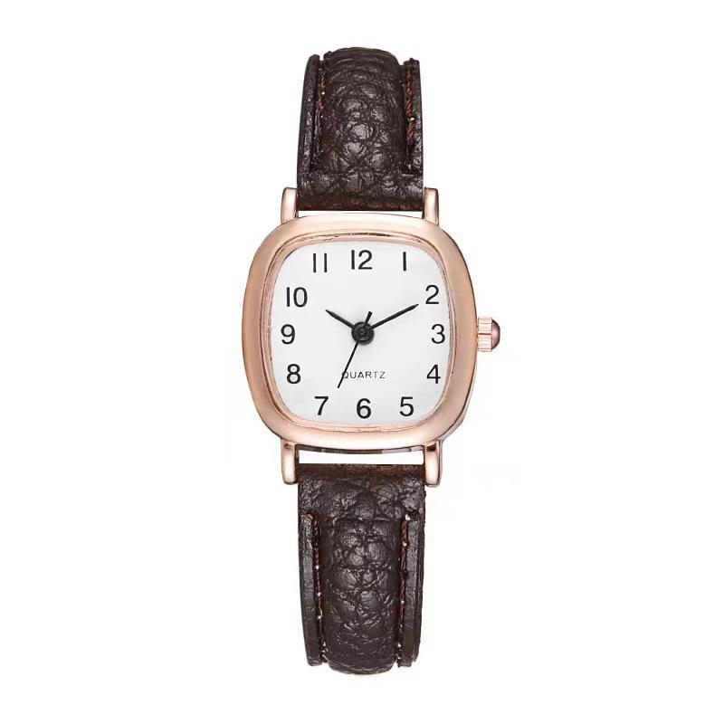 Vierkante Dames Eenvoudige Kleine Wijzerplaat Studentenhorloges Vintage Band Quartz Polshorloge