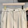 Autumn Winter Suit Pants Men Thick Business Elastic Waist Classic Grey Brown Woolen Straight Formal Trousers