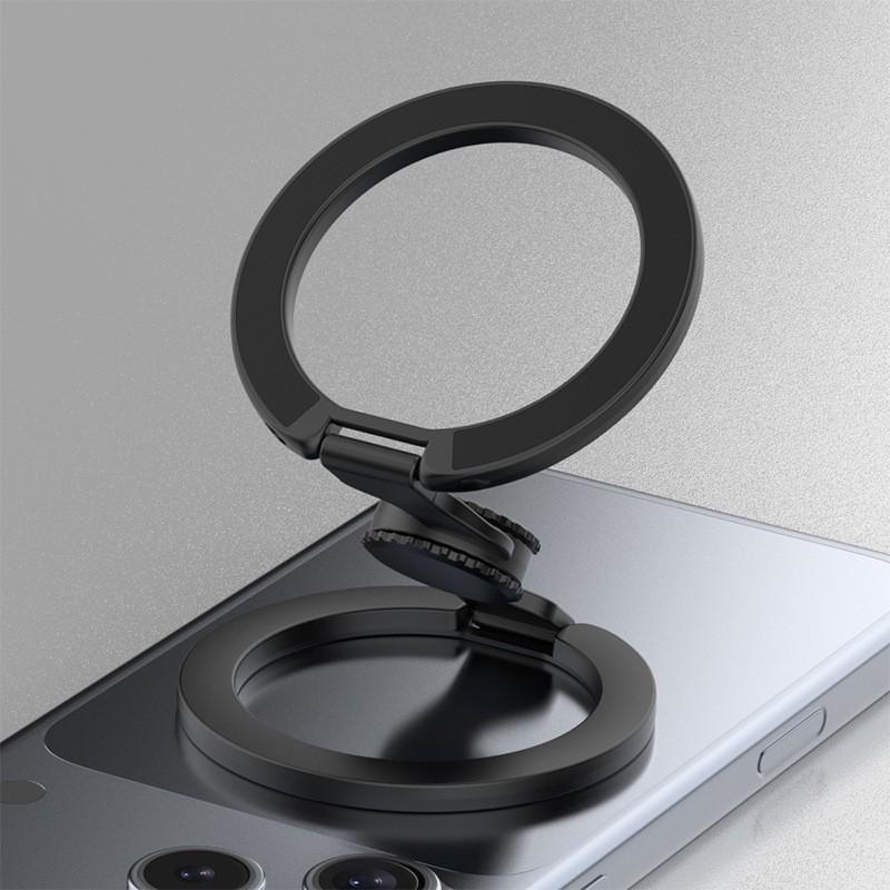Dual-Side Magnetic Phone Holder Stand Foldable Desktop Car Mount With Finger Gyro Ring Zinc Alloy Strong Magnet