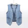 Women's Denim Jacket Plus Size Sleeveless Loose Short Denim Vest Sleeveless Denim Jacket