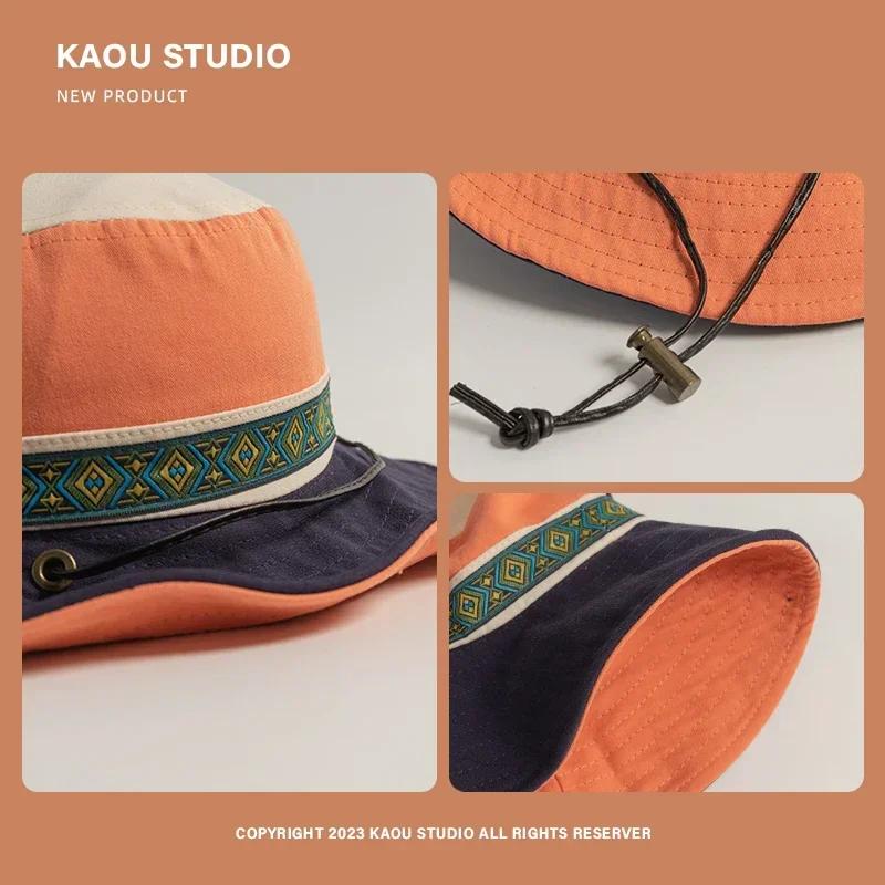 Spring Summer Versatile Sun Parent-Child Bucket Hat Men Women Eaves Outdoor Sunscreen Hat Women Camping Hiking Hat