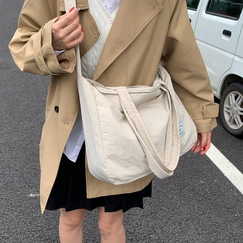 Torba płócienna Crossbody damska wszechstronna o dużej pojemności studencka na zajęcia lekka prosta na ramię przenośna torba na zakupy