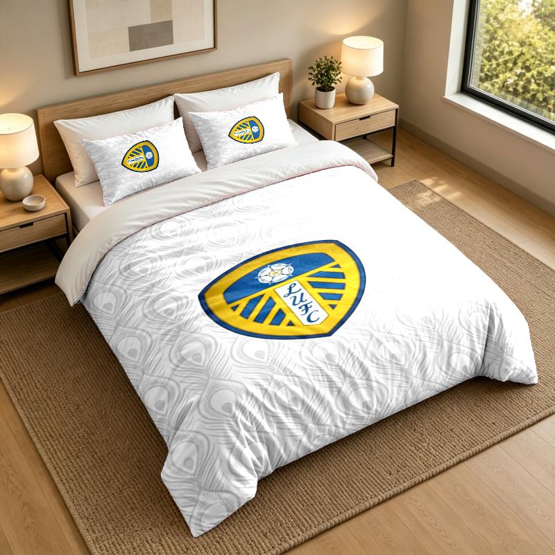 3-Piece Bed Sheet Set with Leeds United FC Design, 1 Flat Sheet and 2 Pillowcases for Bedroom