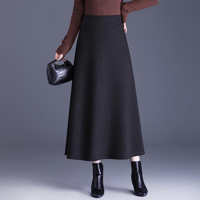 

Winter 2026 Women s High Waist Slimming A-line Wool Skirt - Mid-length, Versatile, and Hip-Covering Umbrella Design 3XL темно-серого