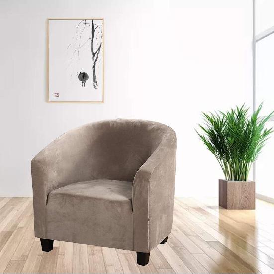 GULI Velvet Tub Chair Covers for Armchairs, Club Chair Slipcover, Wing Back Covers High Stretch Sofa Covers Spandex Plush Seat Covers Furniture