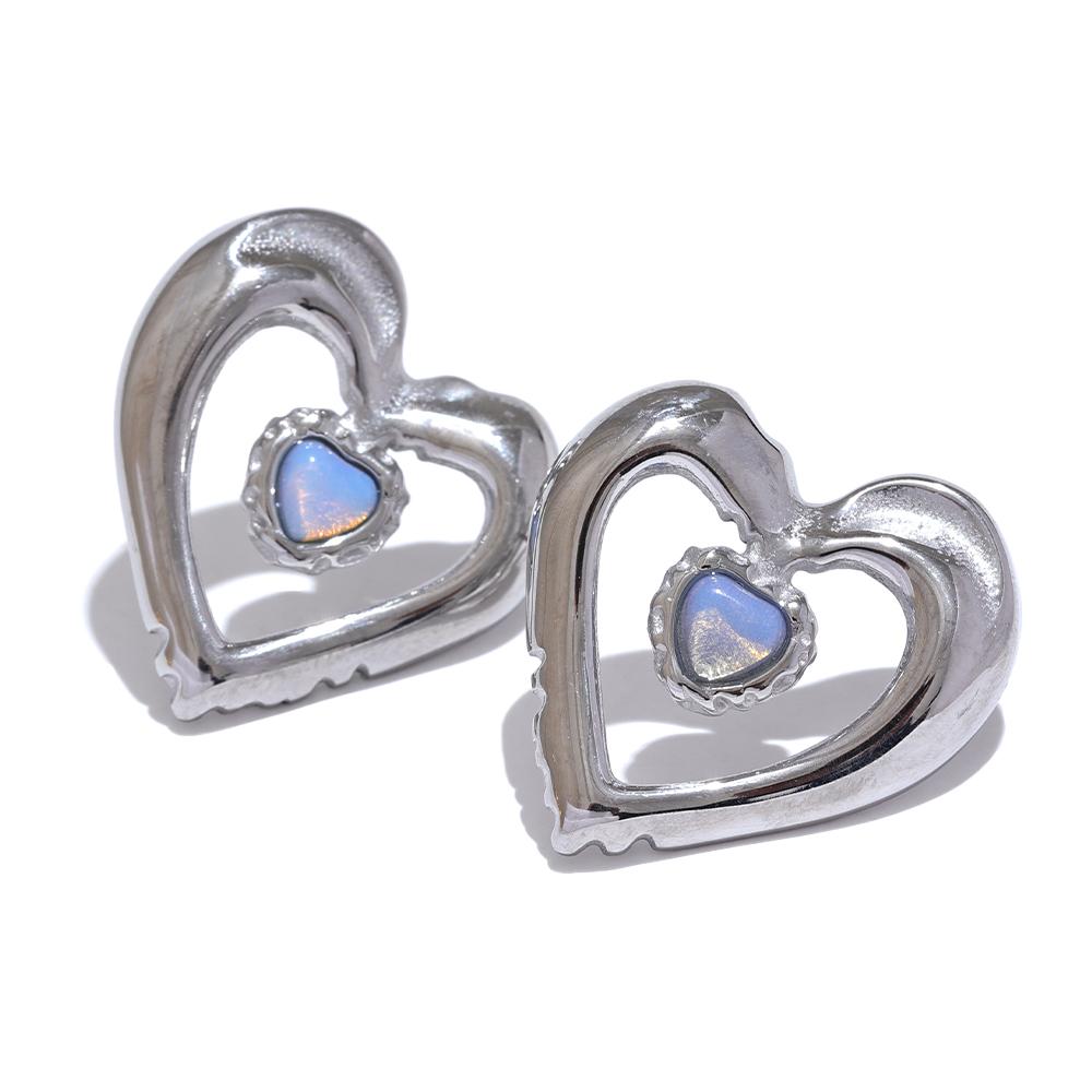 

Yhpup Exquisite Heart Love Hollow Romantic Stud Earrings Fashion Stainless Steel PVD Waterproof Stylish Jewelry Accessories
