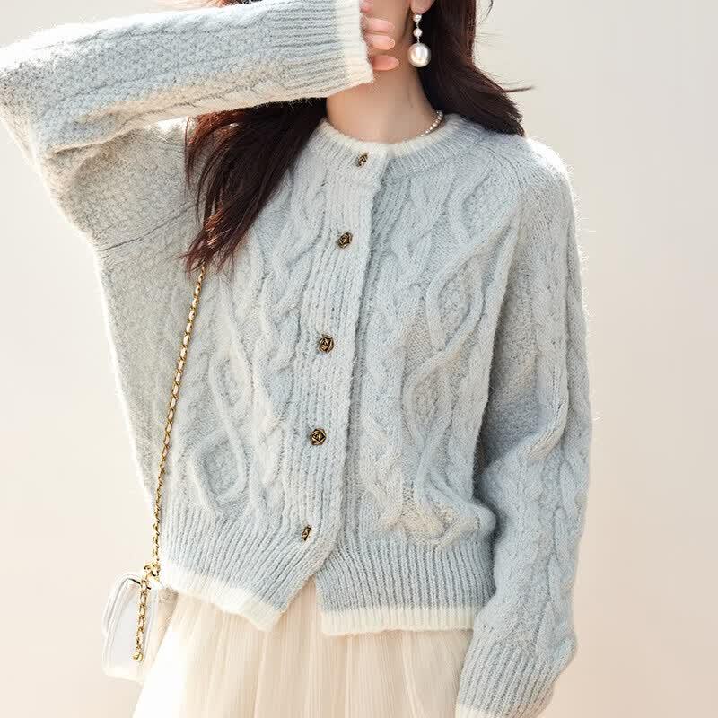 La Chapelle Women's Soft Cable Knit Cardigan
