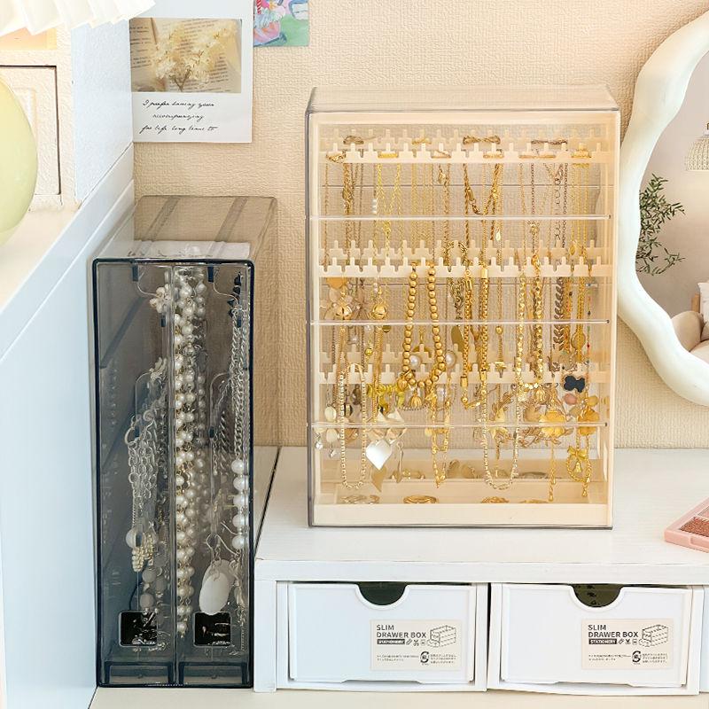 Acrylic Necklaces Holder and Jewelry Organizer,Dustproof Jewelry Stand Rack Display Classic for Earring Bracelet Earrings Ring