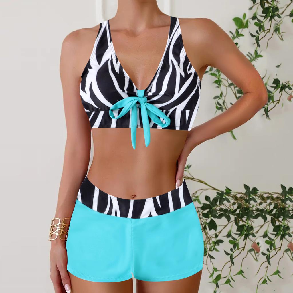New swimsuit women's split large size flat angle women's skirt bikini print swimsuit