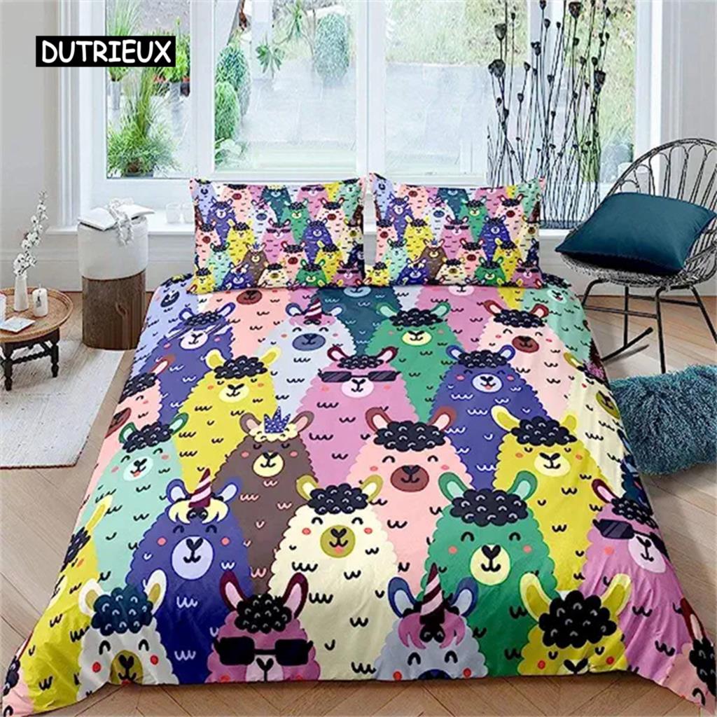 Cartoon Sheep Family Duvet Cover Farmhouse Animals Comforter Cover For Kids Boys Girl Pasture Sheep Quilt Cover Child Room Decor