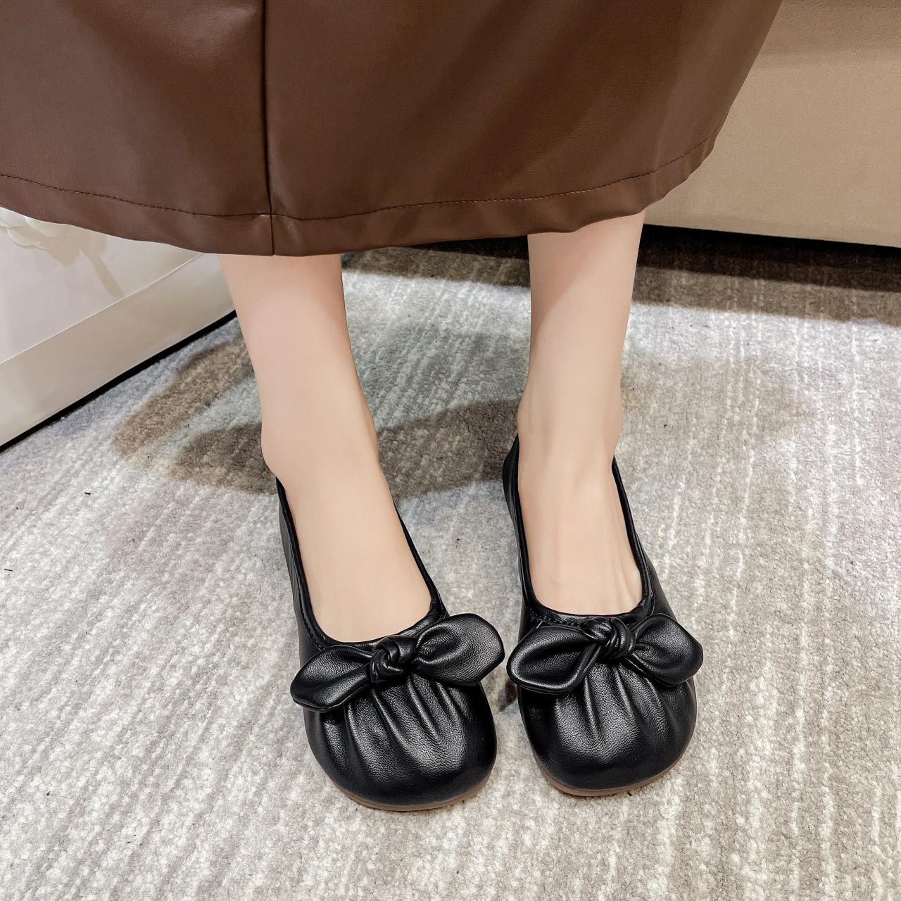 

Модные складные балетки на тонкой подошве для женщин, дорожная обувь для гостиниц, женские туфли на широкую ногу с бабочкой, ортопедическая обувь для женщин 40 чёрный