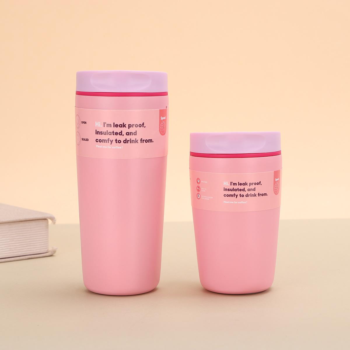 

Creative Insulated Cups, Simple and Fashionable Coffee Cups for Men and Women, Portable Travel Cups for Outdoor Sports Water 12oz розовый