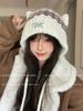 Cute Cat Ears Fleece Knitted Hat Women'S Autumn And Winter Thickened Warm Ear Protection Lei Feng Hat Shows Small Wool Hat