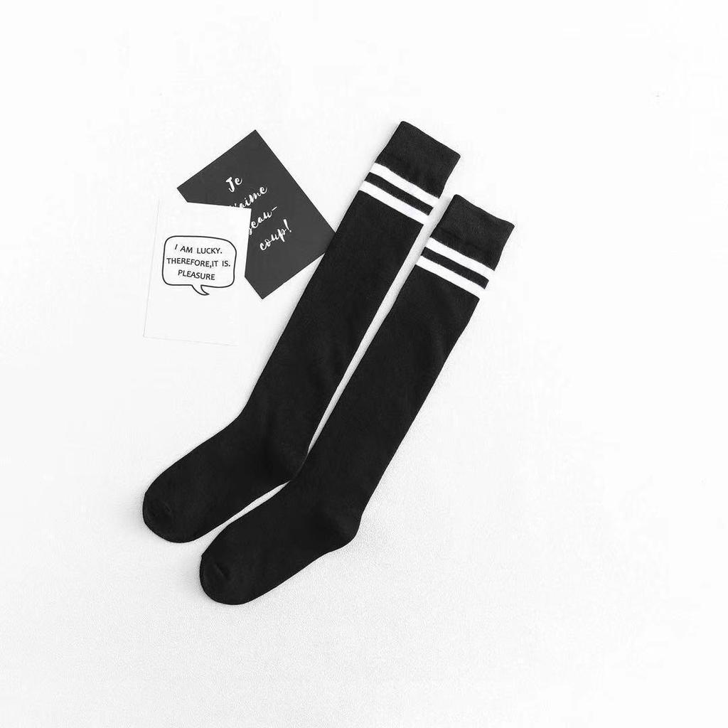Women's Over-the-Knee Two-Bar College Style Long Socks for Spring and Autumn