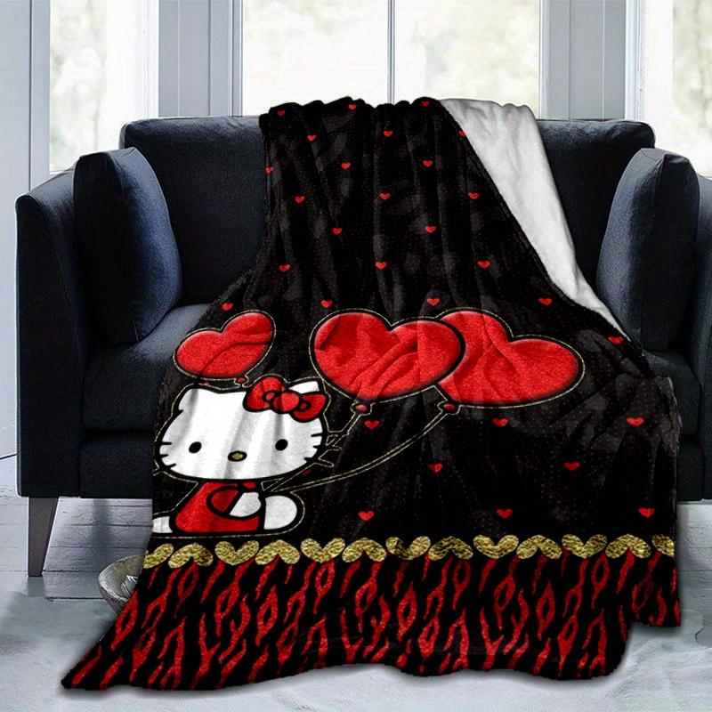 1pc. Hello Kitty Red Heart Balloons Patterned Blanket - Perfect for Home, Office, Outdoor Use, Gift Idea, Suitable for All Seasonsz041746