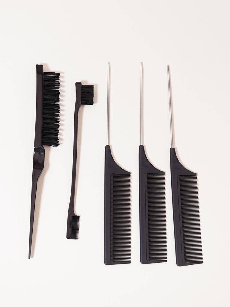 5piece set thickened stainless steel pointed tail comb, edge controlled hair tearing dual head brush Special for real hair wigs