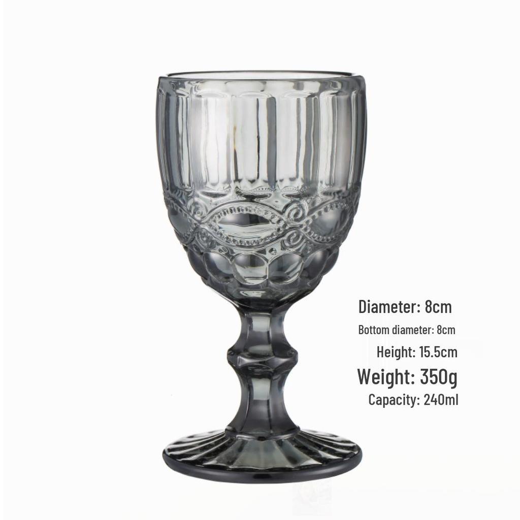Vintage Embossed High-Footed Red Wine Glass with Bubbles - Wedding Decoration, Child-Friendly, Thickened Design