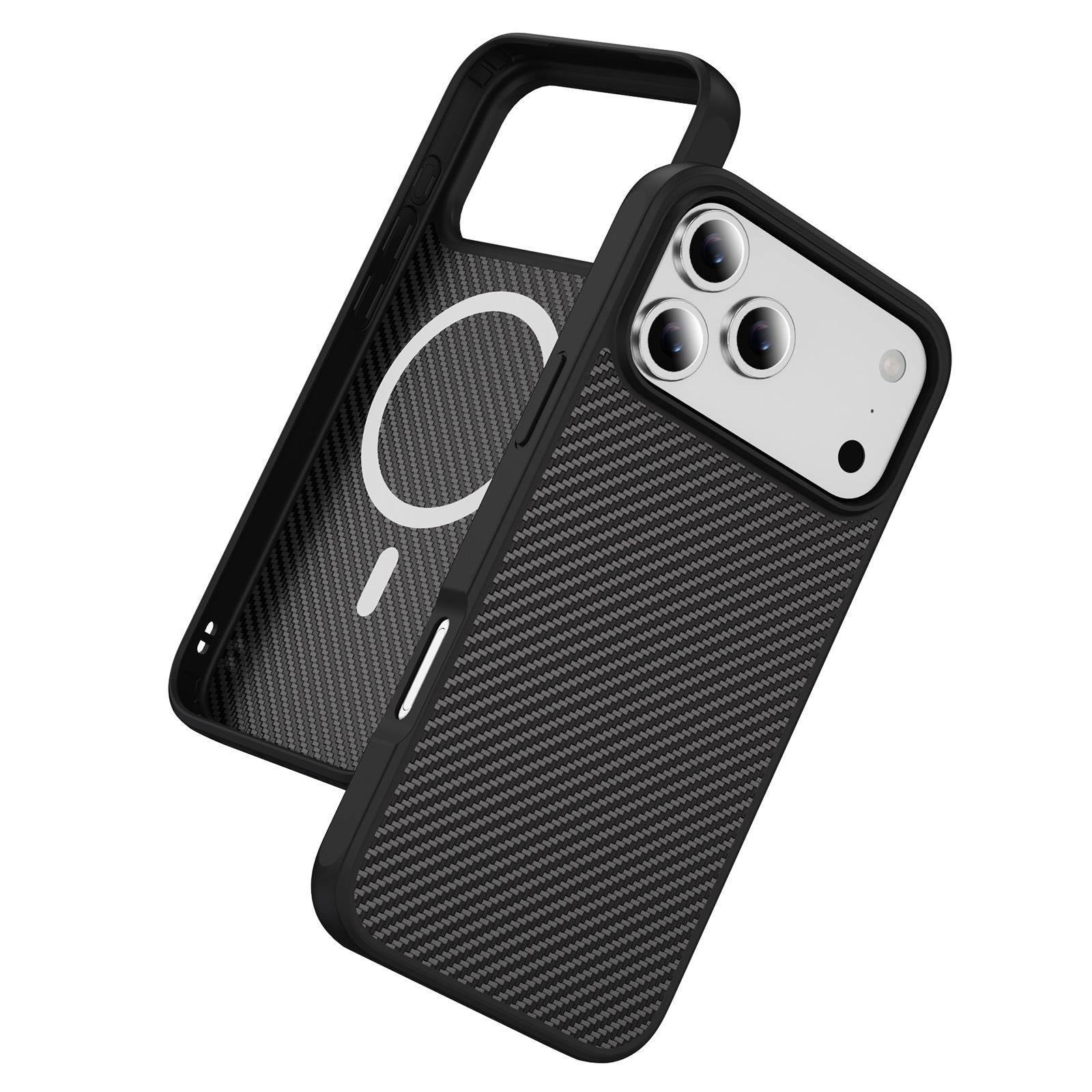 

Чохол для iPhone 17 Pro Max з вуглецевого волокна з магнітним кільцем iPhone 15 Pro Max / 6.7 чорний