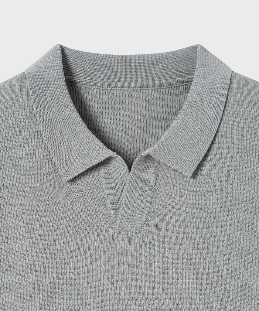 Non Blank Cool Touch Half Sleeve Collar Knit_Pale Khaki
