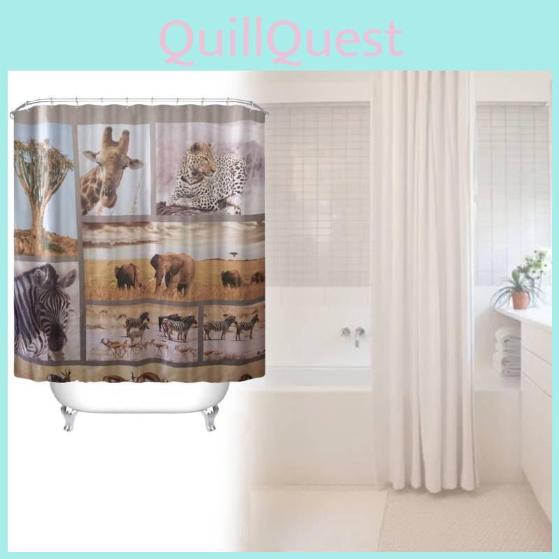Animal Shower Curtain Peva Waterproof Bathroom Divider For Home Use