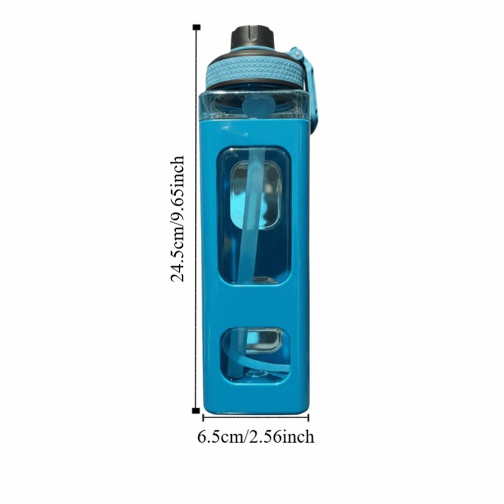 

PP Water Bottle 700ml Reusable Water Cup Durable Square Drinking Bottle Camping Use синий