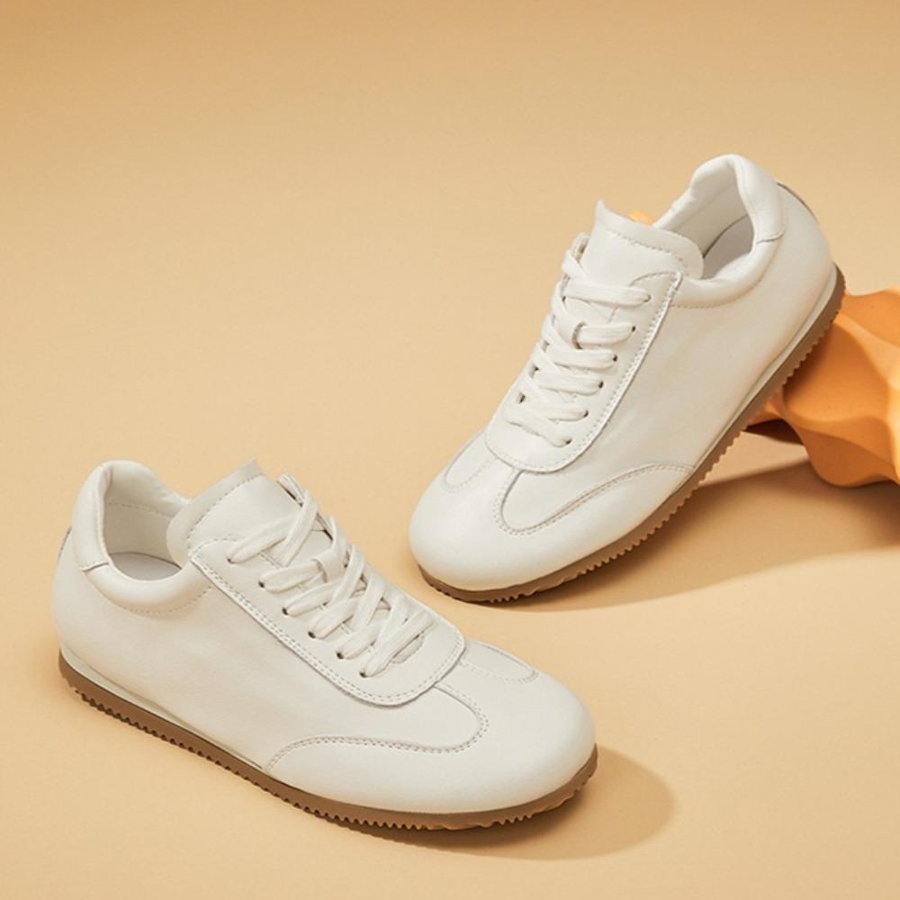 Women's Autumn Sneakers Women's Sports Shoes New Leather White Shoes Cowhide Versatile Casual Sports Board Shoes Woman