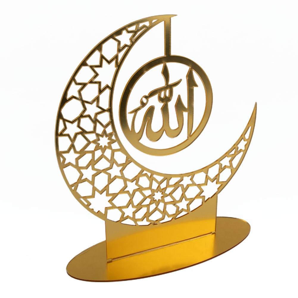 Ramazan Akrilik Eid Mubarak Dekorasyonu, Cami Müslüman Masa Dekoru LED Ay İslam