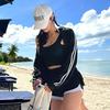 Korean Women's Sporty Long-Sleeve Bikini Set - Pure Desire Hot Spring Conservative Swimwear