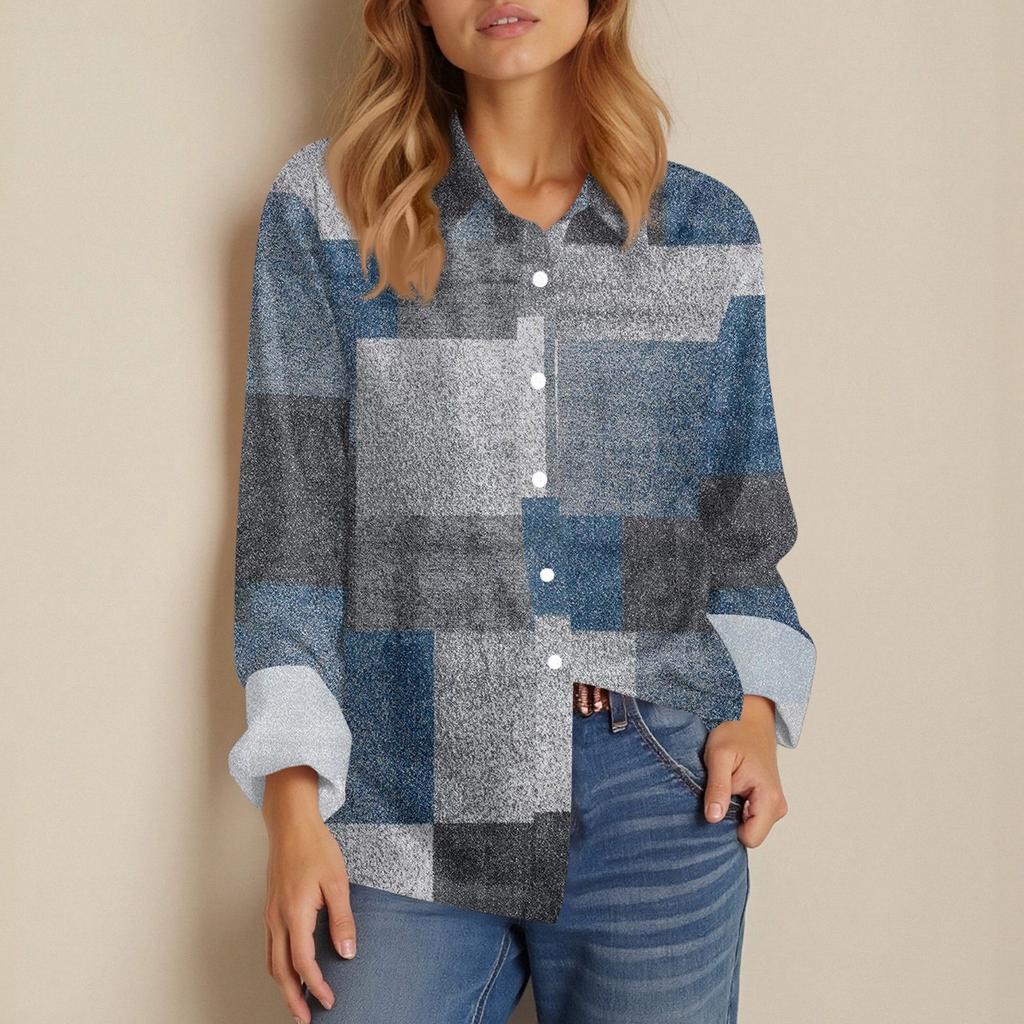 Cămașă Damă Bluză Imprimat Buton Mânecă Lungă Casual De bază Guler Cămașă Regular Top