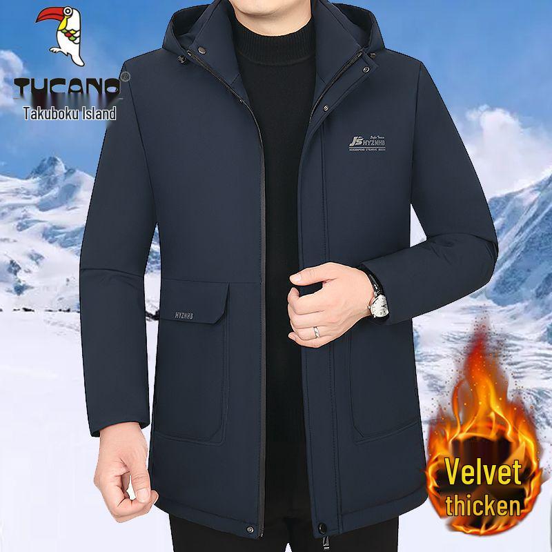 

Woodpecker Men s Winter Cotton Jacket - Warm, Mid-Length, Velvet-Lined, Thick Down Outerwear XL for 95-118 lbs