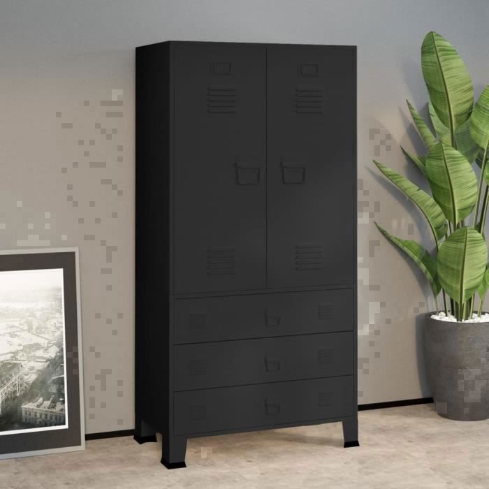 VidaXL Industrial Wardrobe Black 90x50x180 Cm Metal