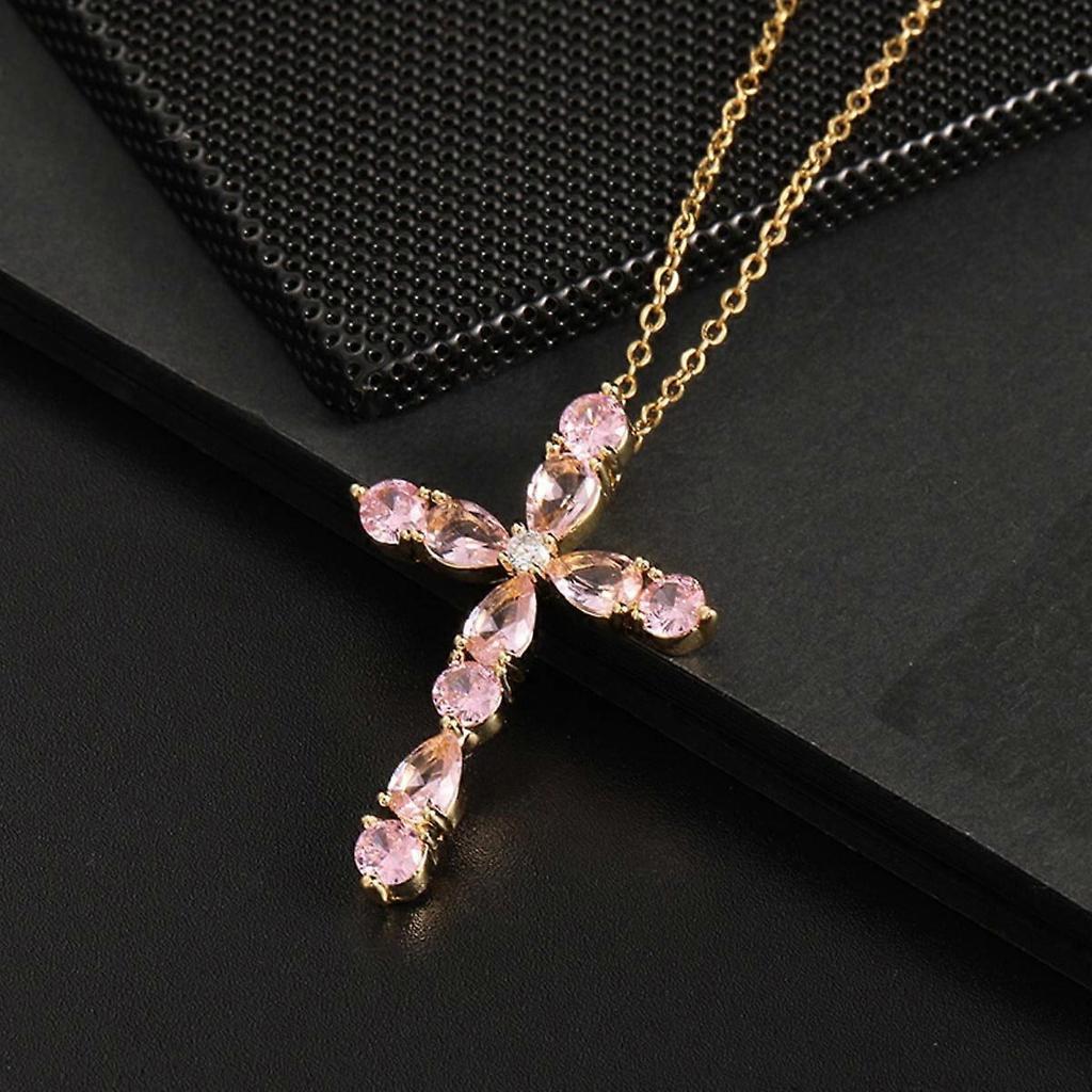 Cross Pendant Necklace for Women Color Zircon Droplet Geometry for Women Jewelry Valentines Day