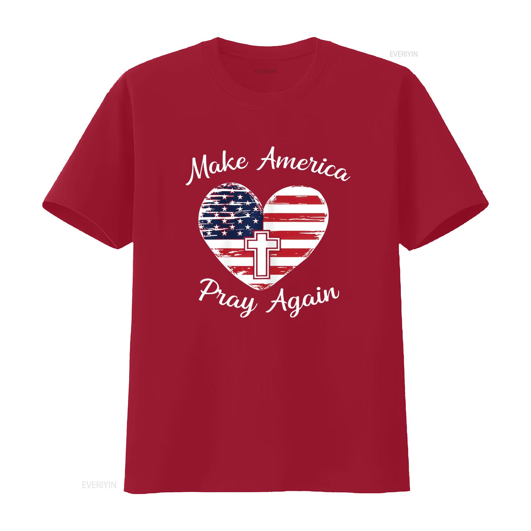 Make America Pray Again Christian USA Heart Distressed T Shirt vintage Washed Soft Slightly streetwear graphic S
