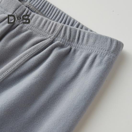 Men Pants Elastic Waist Double-Sided Brushed Thermal Insulation Long Johns Solid Color Mountaineering Vacation Travel Work School Bottoming Trousers