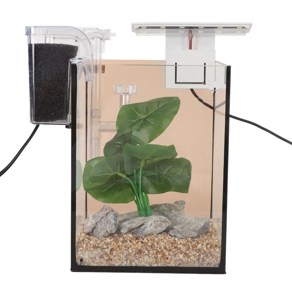 Desktop Small Fish Tank 3 In 1 Clear Aquarium Kit Betta Fish Tank with Filter and LED Light for