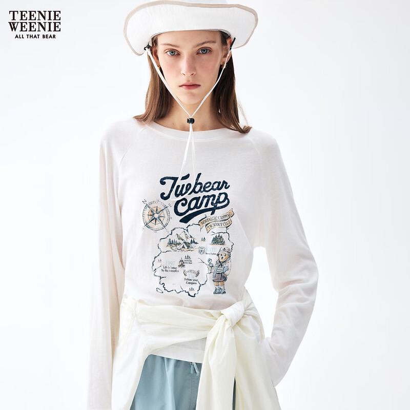 Teenie Weenie Bear Cartoon Letter T-shirt for Women L