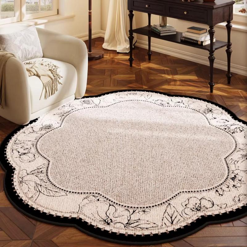 Retro Style Bedroom Decor Carpet Light Luxury Carpets for Living Room French Irregular Shape Lounge Rug Home Thickened Floor Mat