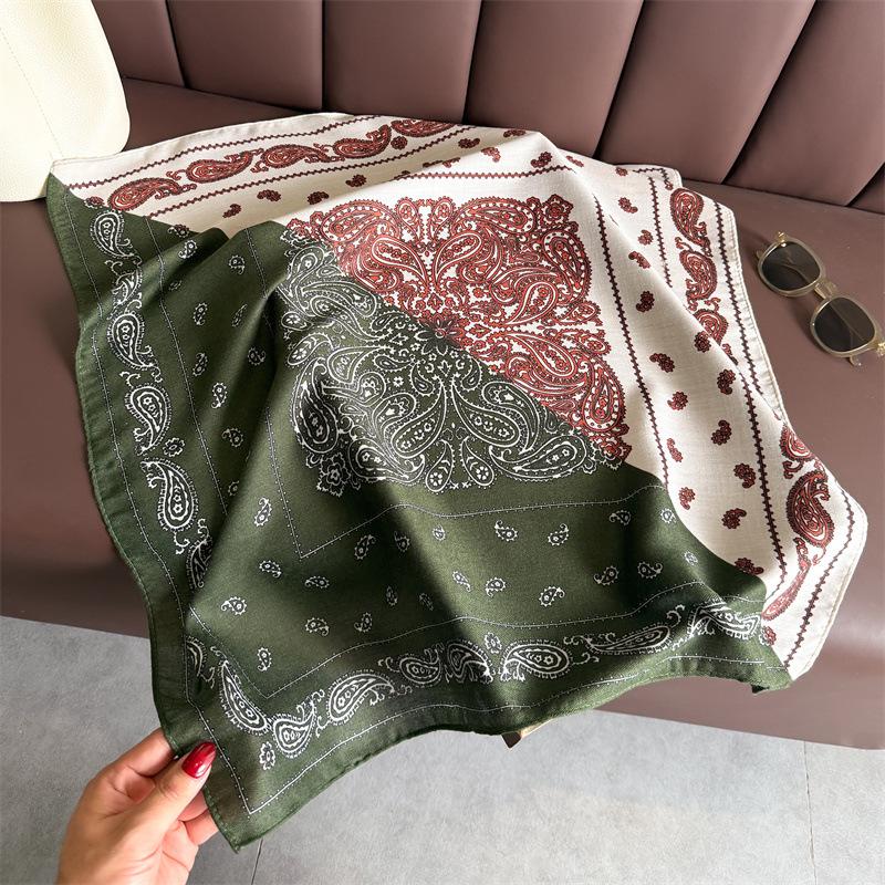 New Cashew Print Female Neck Scarf Cotton Linen Feeling Women Hair Scarves Foulard Head Band Shawls Wraps Neckerchief Bandana
