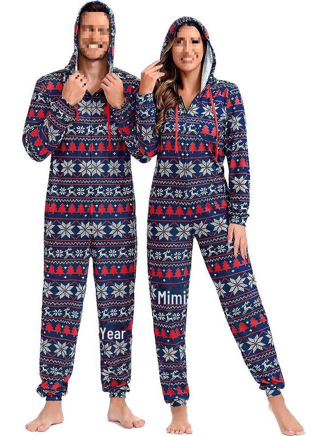 

Європейські та американські святкові парні комбінезони з принтом для чоловіків і жінок Male XL синій