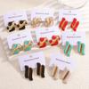 New Simple Temperament Geometric Irregular Stud Earrings Oil Dripping Stainless Steel Gold Earrings Earrings Jewelry