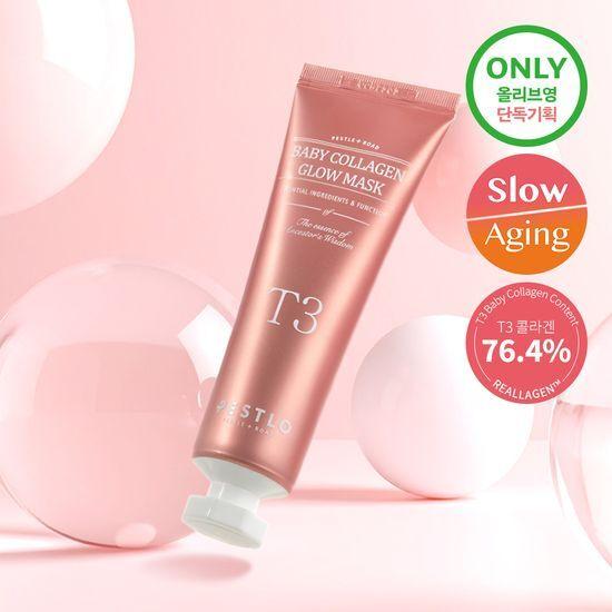 Peslow T3 Baby Collagen Glow Mask 50ml Promotion (+ Jelly Brush)