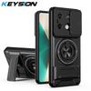 KEYSION Magnetic Phone Case for Xiaomi POCO X6 Pro 5G Slide Camera Lens Protection Upright Kickstand Ring Shockproof Back Cover