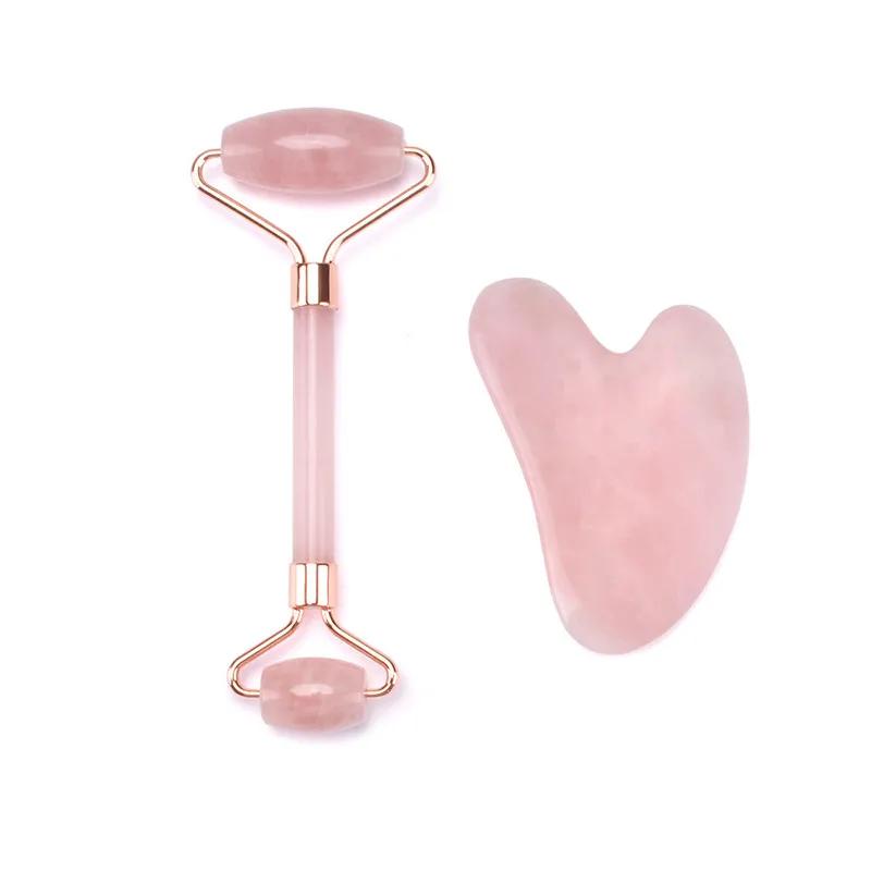 Gua Sha Massage Board for Face Rose Pink Guasha Set Plate Jade Face Massager Scrapers Tools for Face Neck Back Body